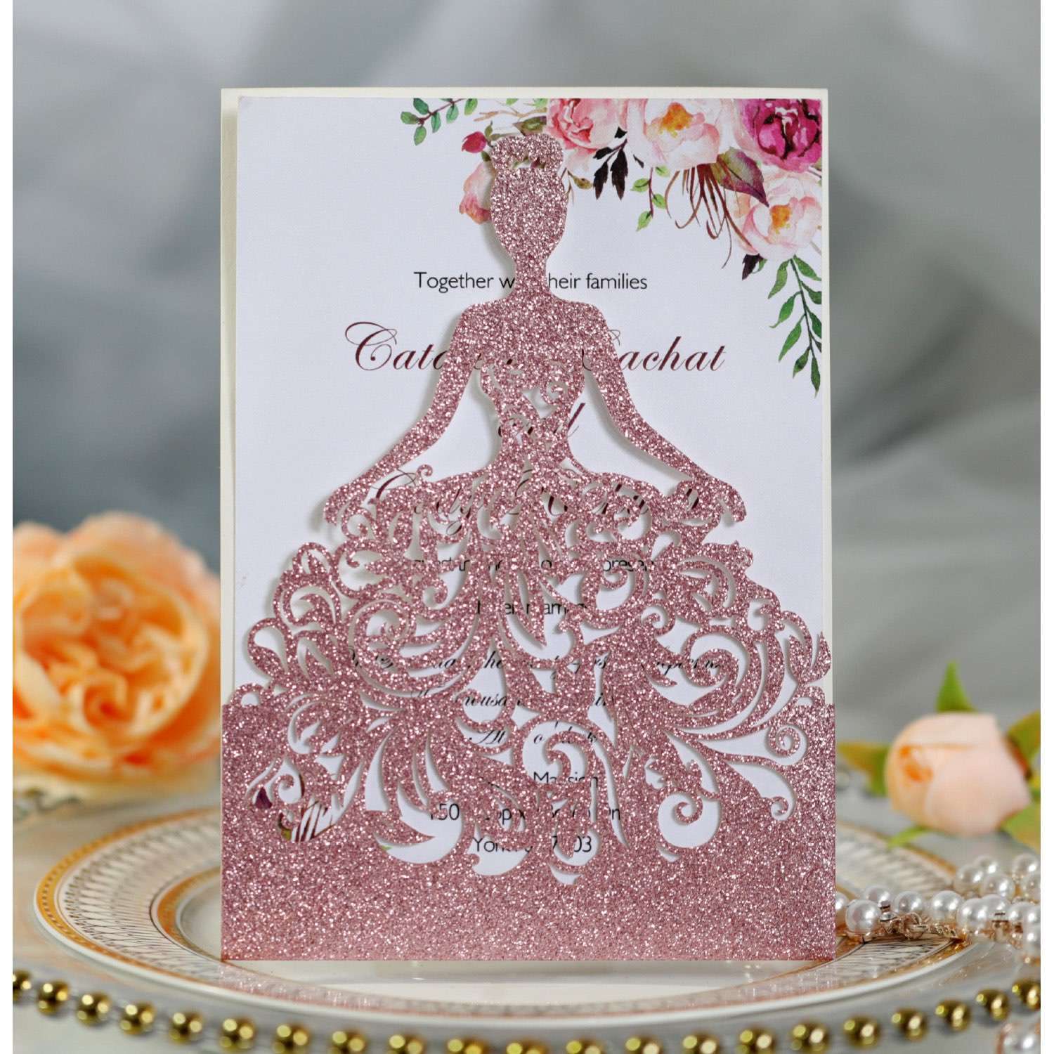 Laser Cut Wedding Invitation Card Valentine's Day Beautiful Girl
